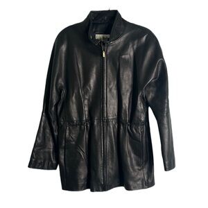 L N R  Lab nouvelle Ren  black zip up gather waist leather M …matrix midwife